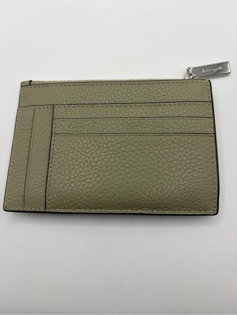 kate spade Olive Green Pebble Leather Card Holder with Spade Logo